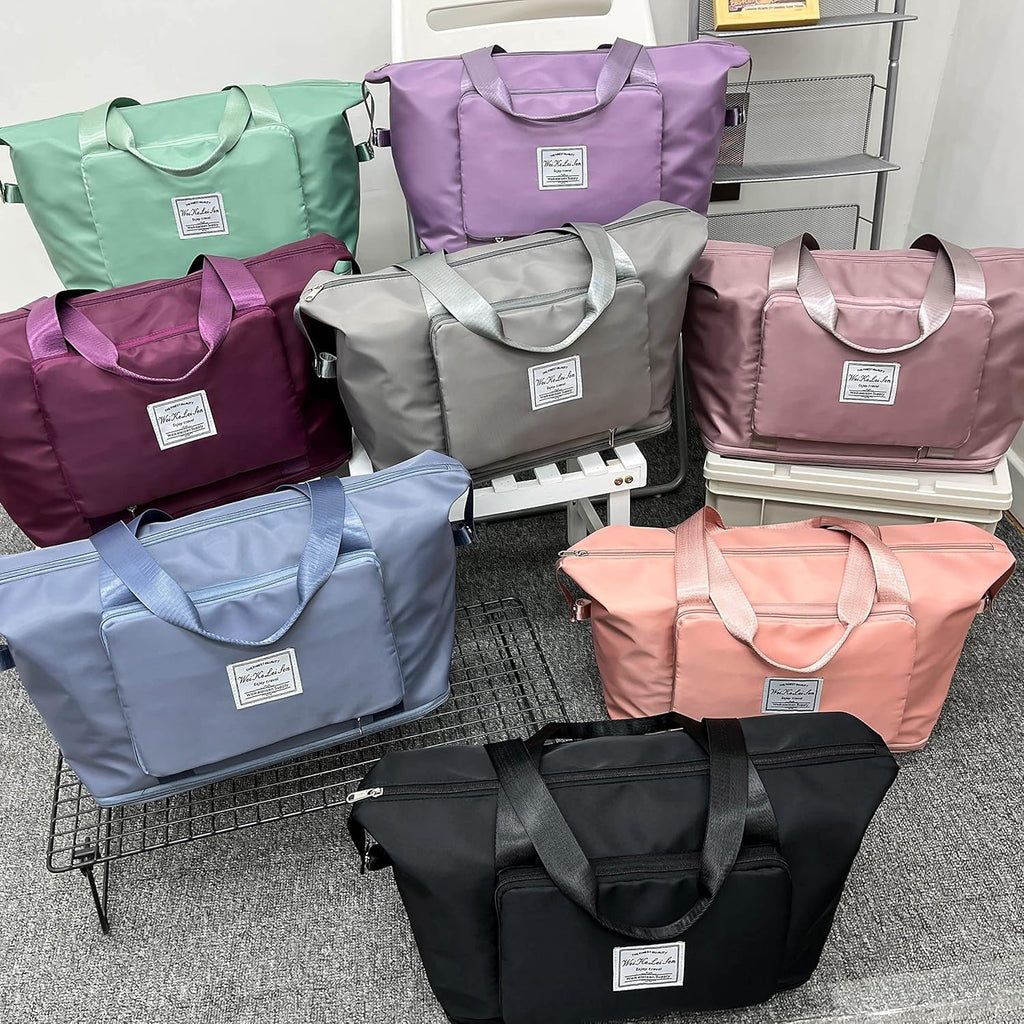 Large Capacity Folding Travel Bag Travel Lightweight Waterproof Carry on Luggage Bags with Fixed Strap Dry and Wet Separation Foldable Travel Duffel Bag for Foldable Bag (Purple)